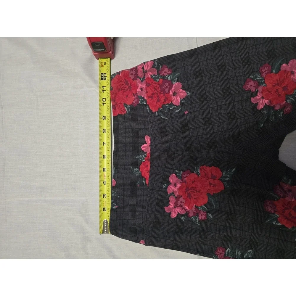 LuLaRoe Leggings Womens One Size Black Red Floral Plaid Stretch Soft Pants OS‎